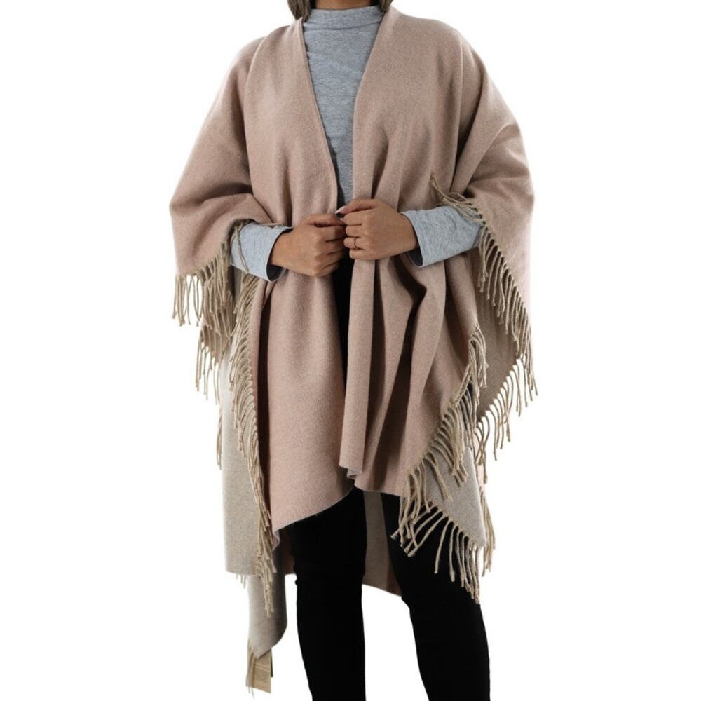 Firenze La Fiorentina Ruana Fringe Shawl Wrap Boho Casual Preppy Fall Winter OS